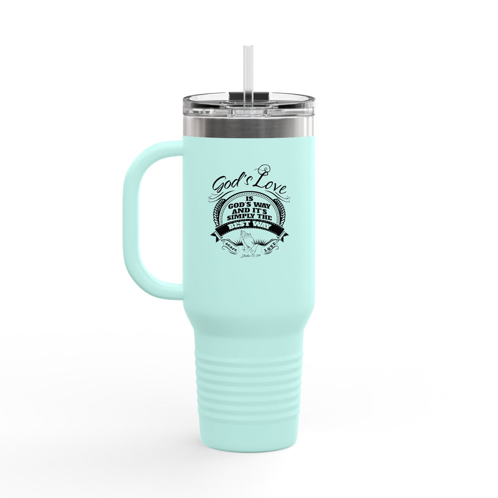 40oz Insulated Travel Mug — "God's Love" Inspirational Gospel Design