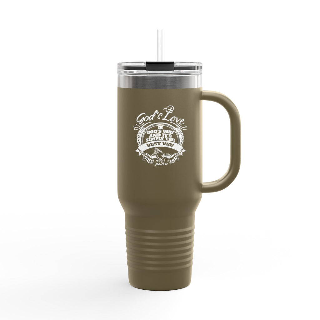 40oz Insulated Travel Mug — "God's Love" Inspirational Gospel Design