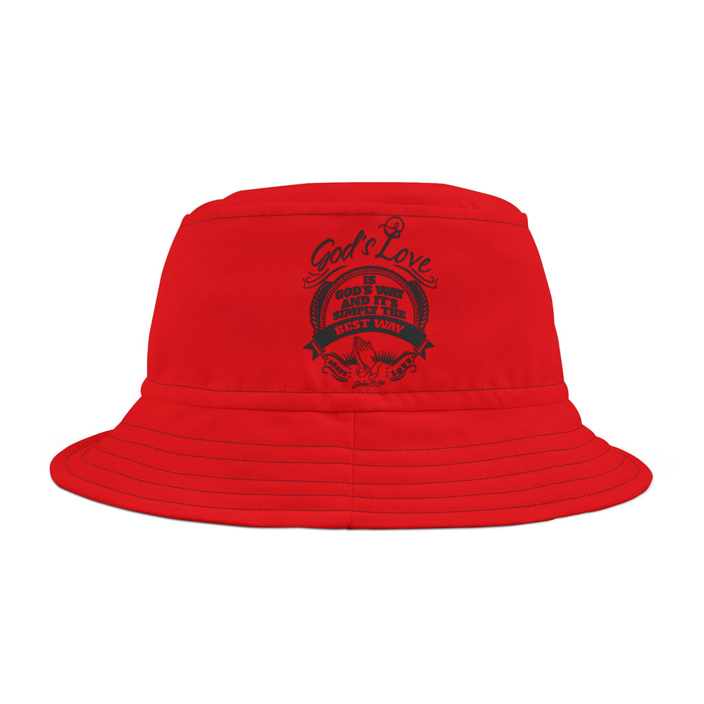 Red 'Surf Love' Skull Bucket Hat