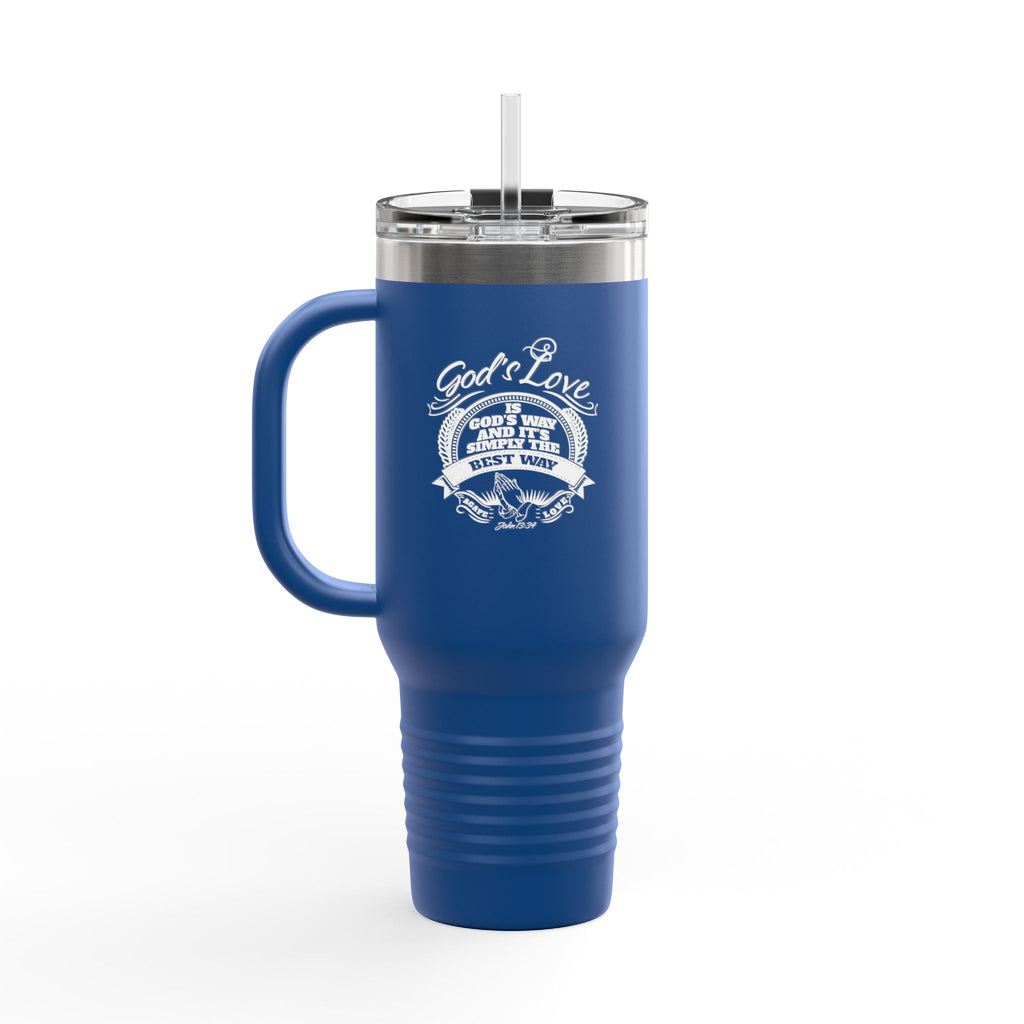 40oz Insulated Travel Mug — "God's Love" Inspirational Gospel Design