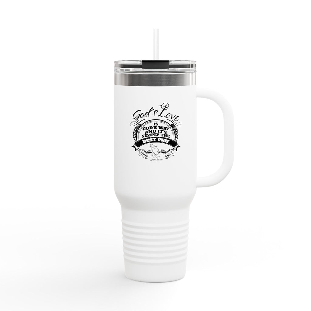 40oz Insulated Travel Mug — "God's Love" Inspirational Gospel Design