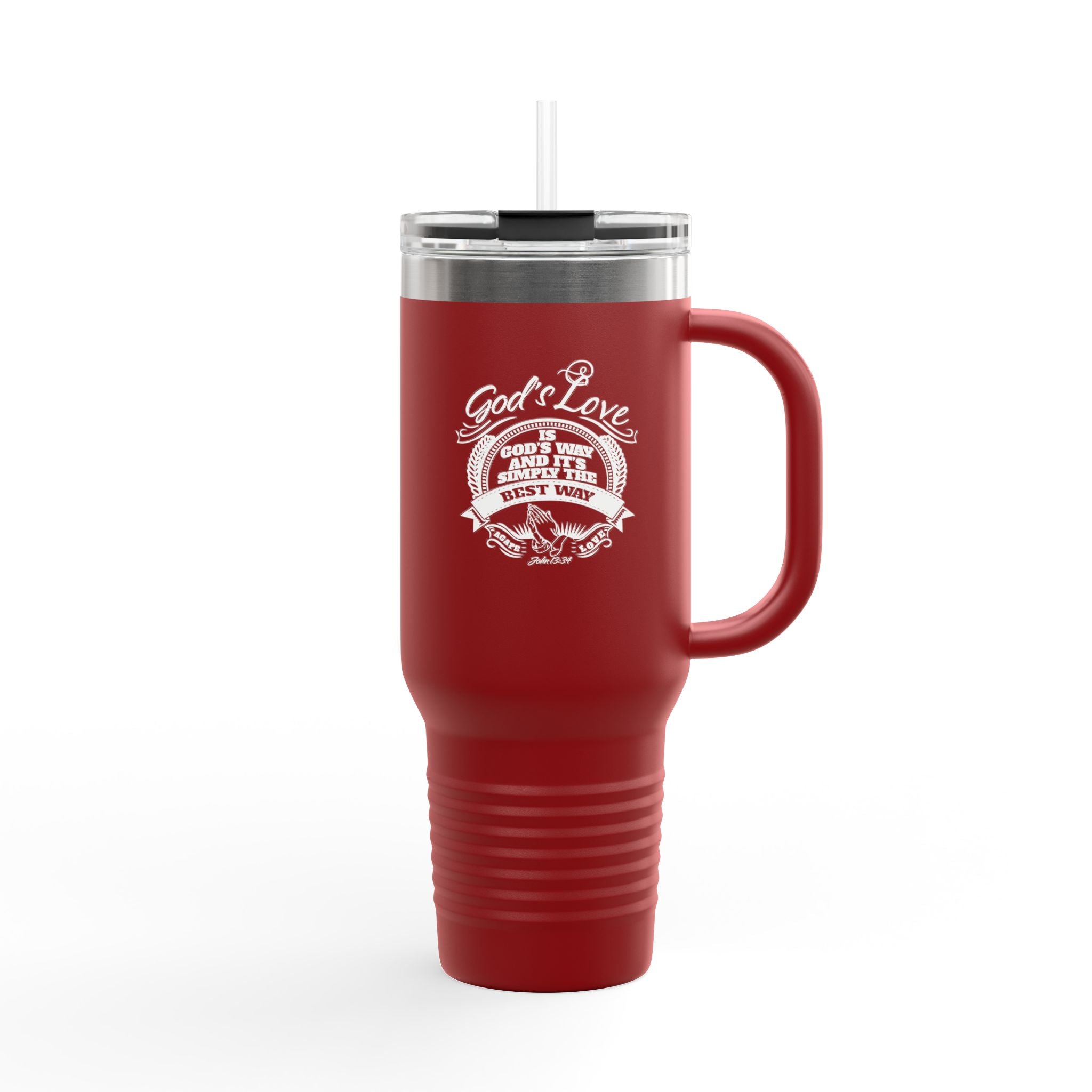 40oz Insulated Travel Mug — "God's Love" Inspirational Gospel Design