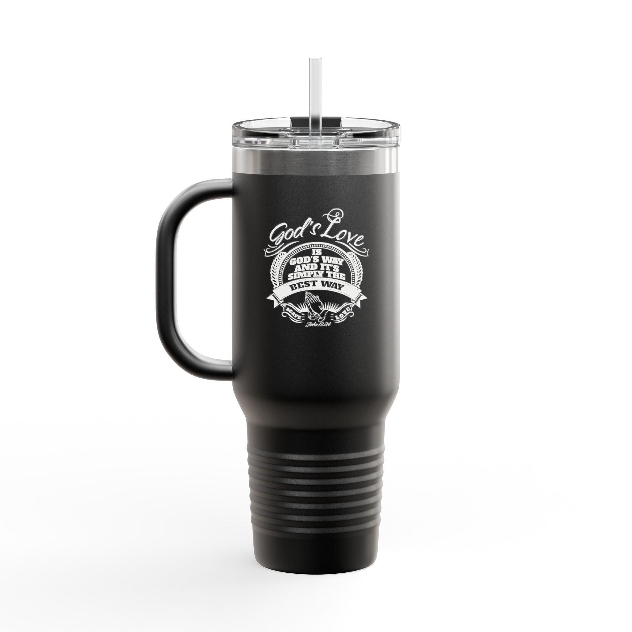 40oz Insulated Travel Mug — "God's Love" Inspirational Gospel Design