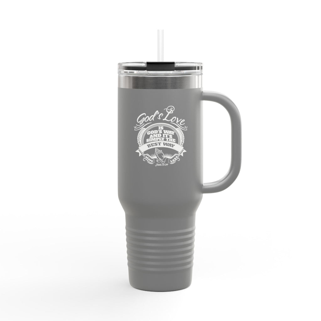 40oz Insulated Travel Mug — "God's Love" Inspirational Gospel Design