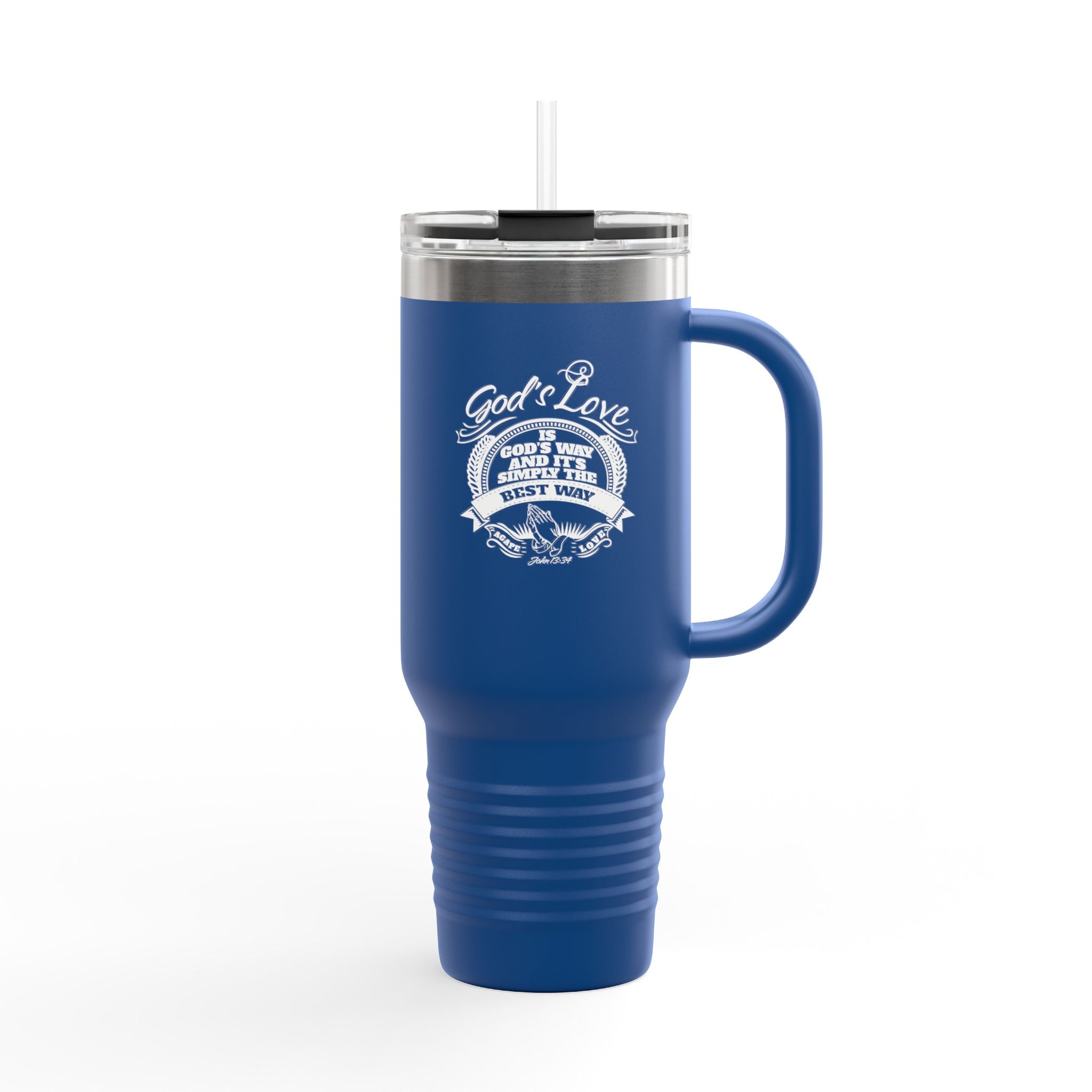 40oz Insulated Travel Mug — "God's Love" Inspirational Gospel Design