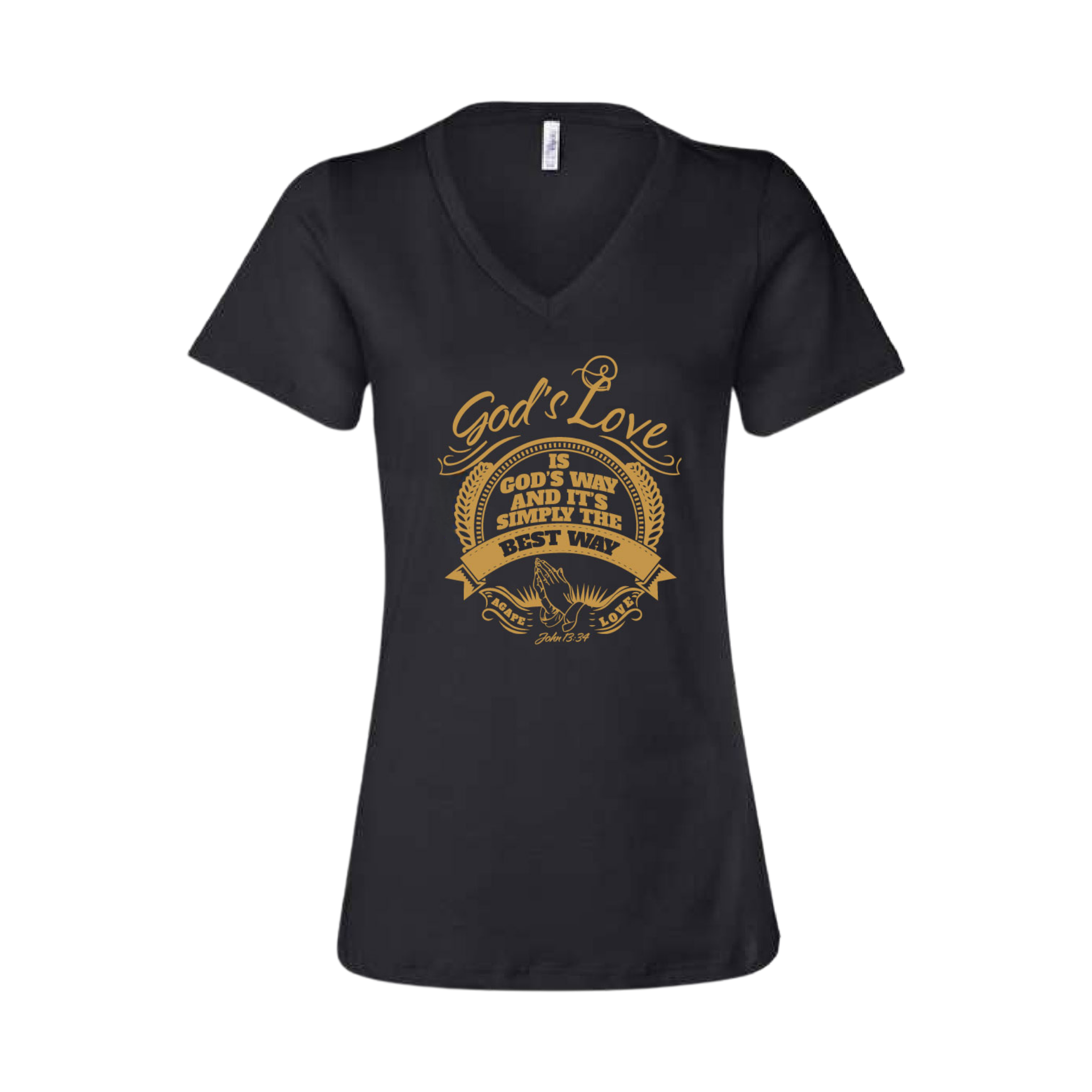Women's V-Neck T-shirt Gold